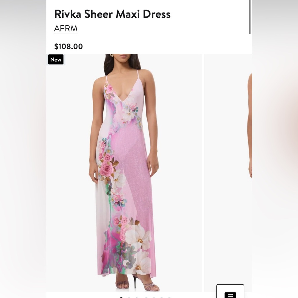 AFRM Rivka Sheer Pink Floral Maxi Slip Dress - NWT
